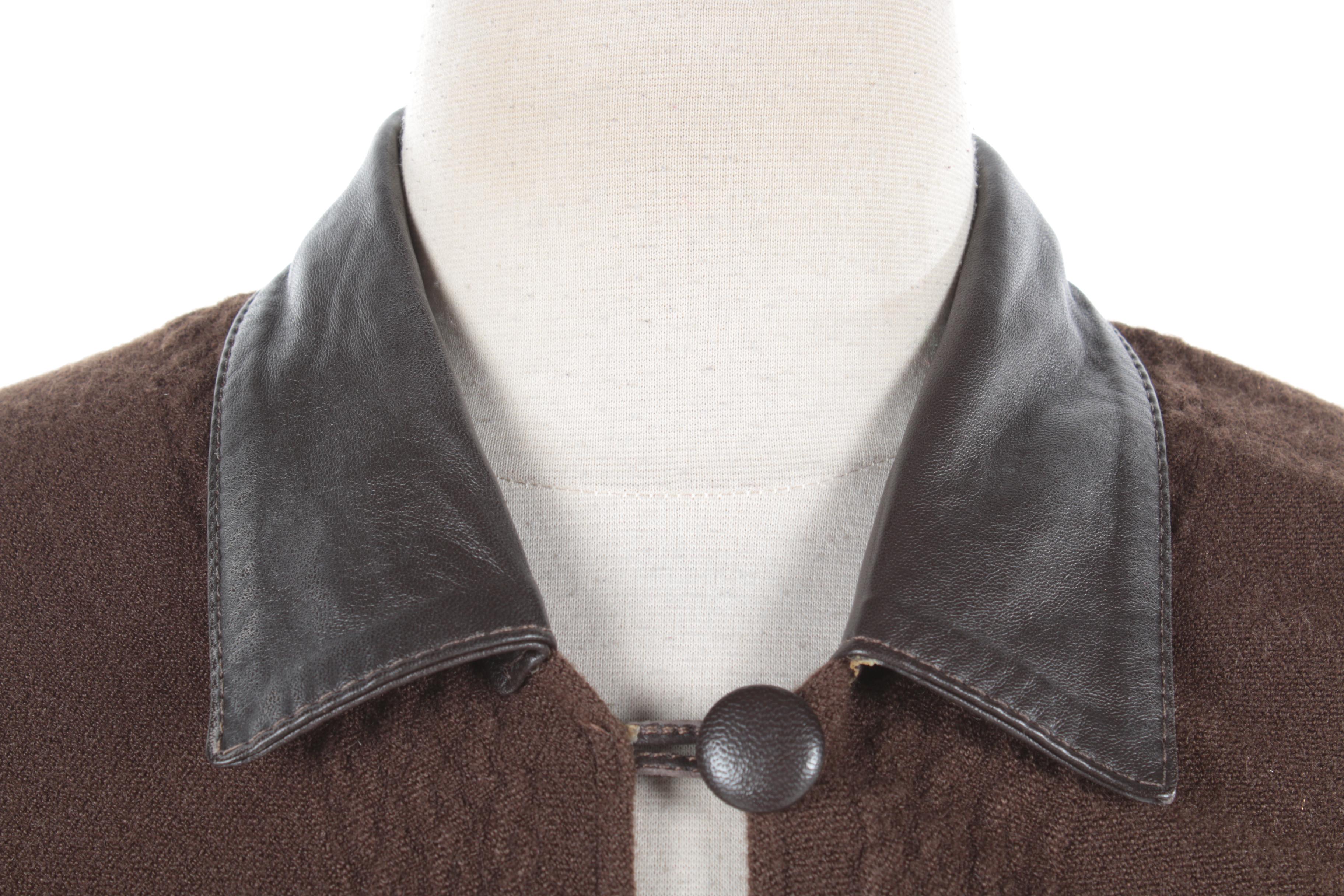 Women's Del Tipico Brown Wool and Leather Poncho