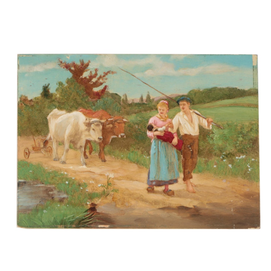 Early-to-Mid-Century Central European Landscape Oil on Wood