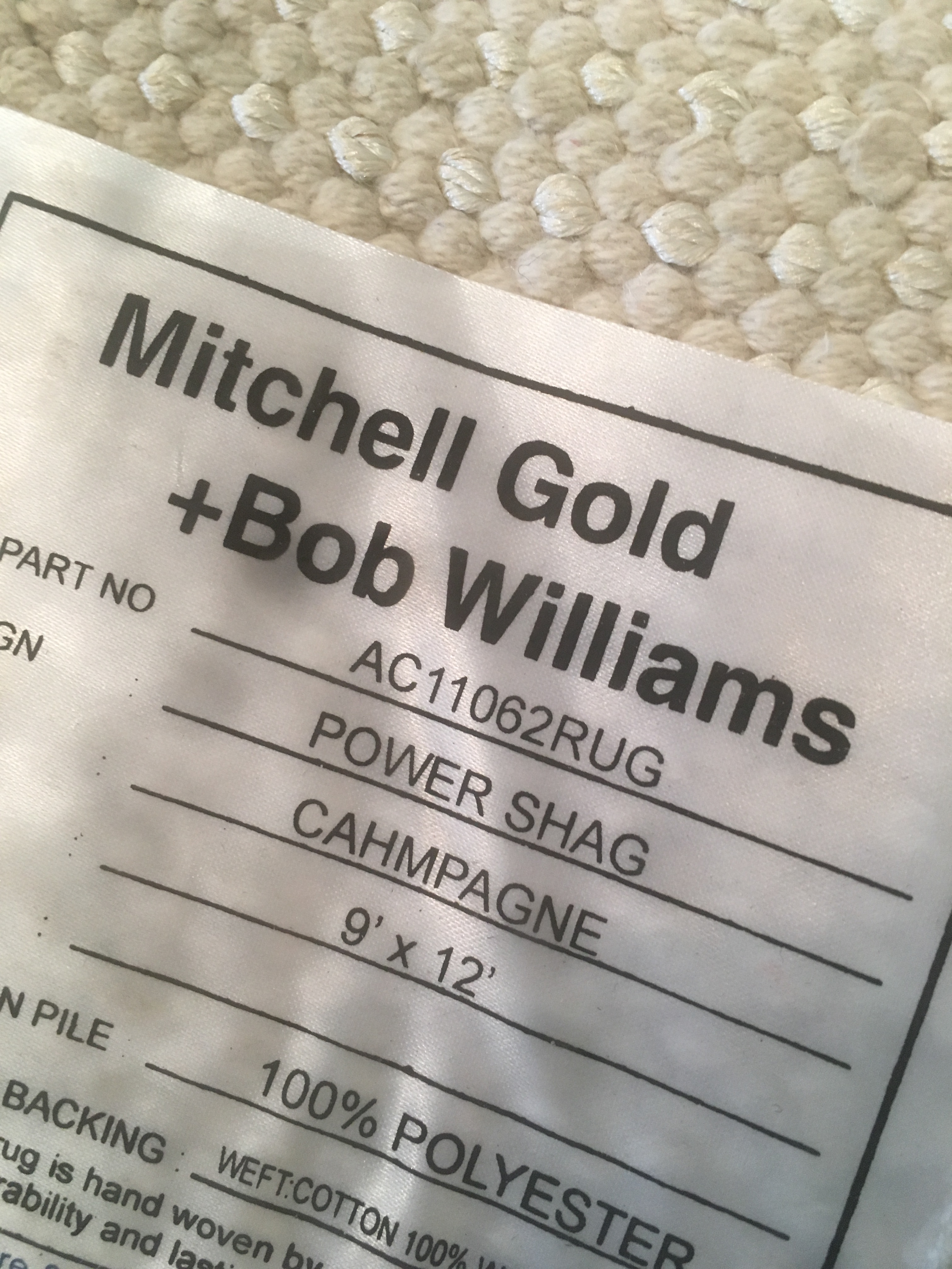 Hand Woven Mitchell Gold + Bob Williams "Power Shag" Area Rug