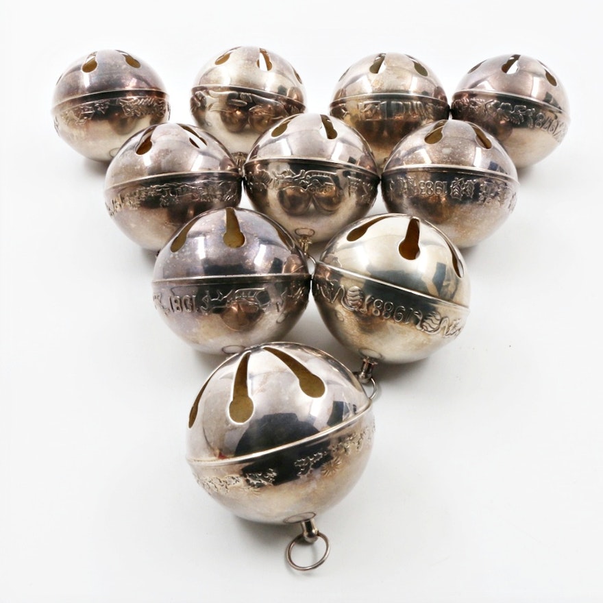 Wallace Silver Plate Annual Sleigh Bell Christmas Ornaments