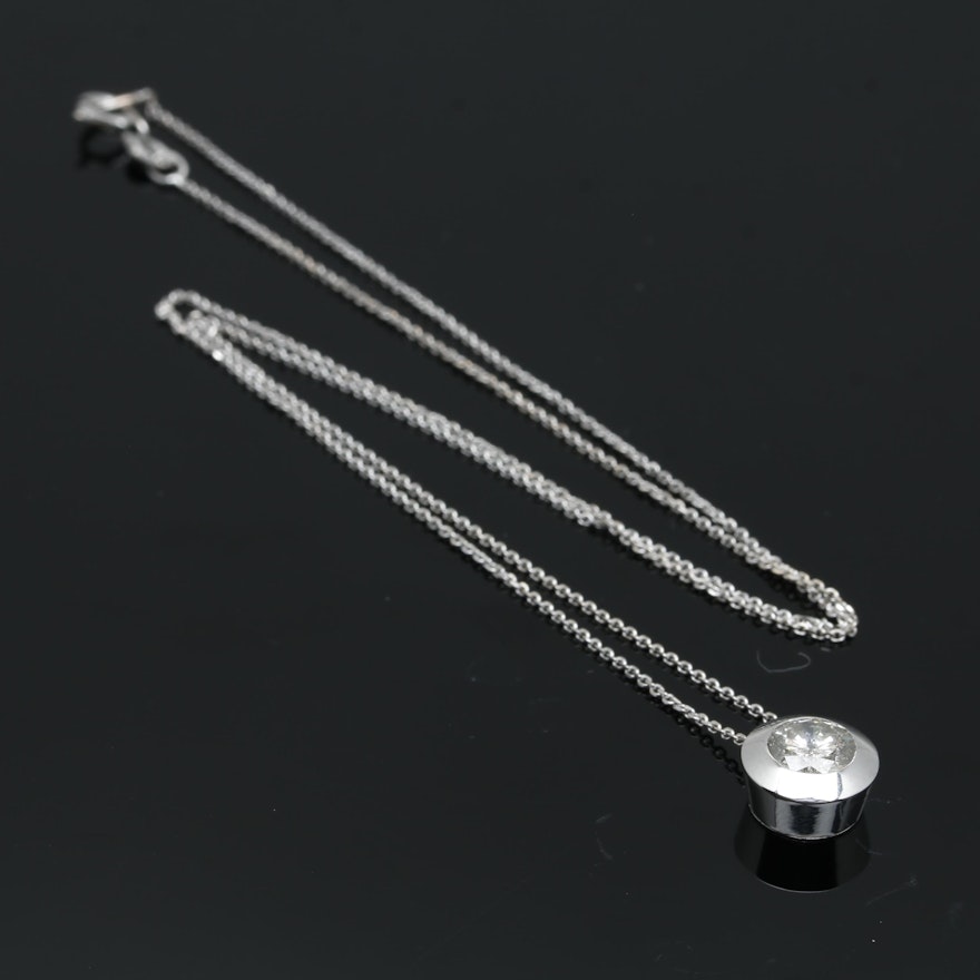 14K White Gold Diamond Pendant Necklace