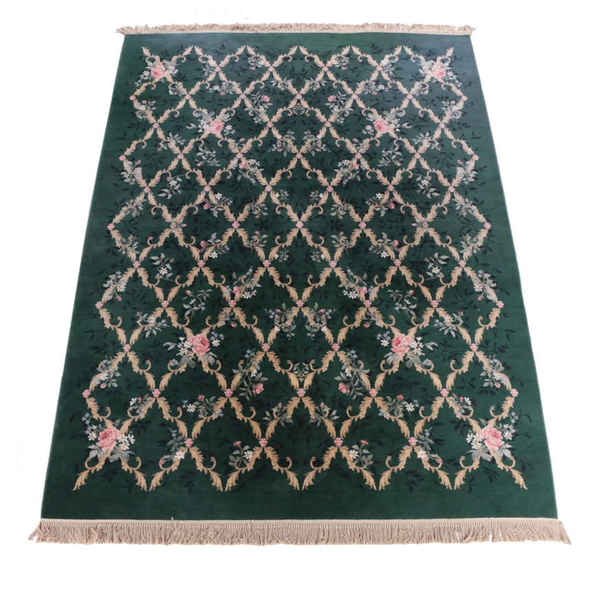 Power-Loomed Karastan "Green Savonnerie" Wool Area Rug