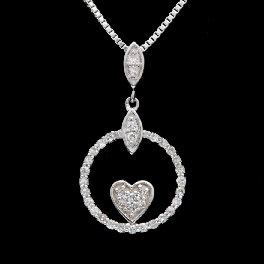 Sterling Silver and Diamond Pendant with Chain