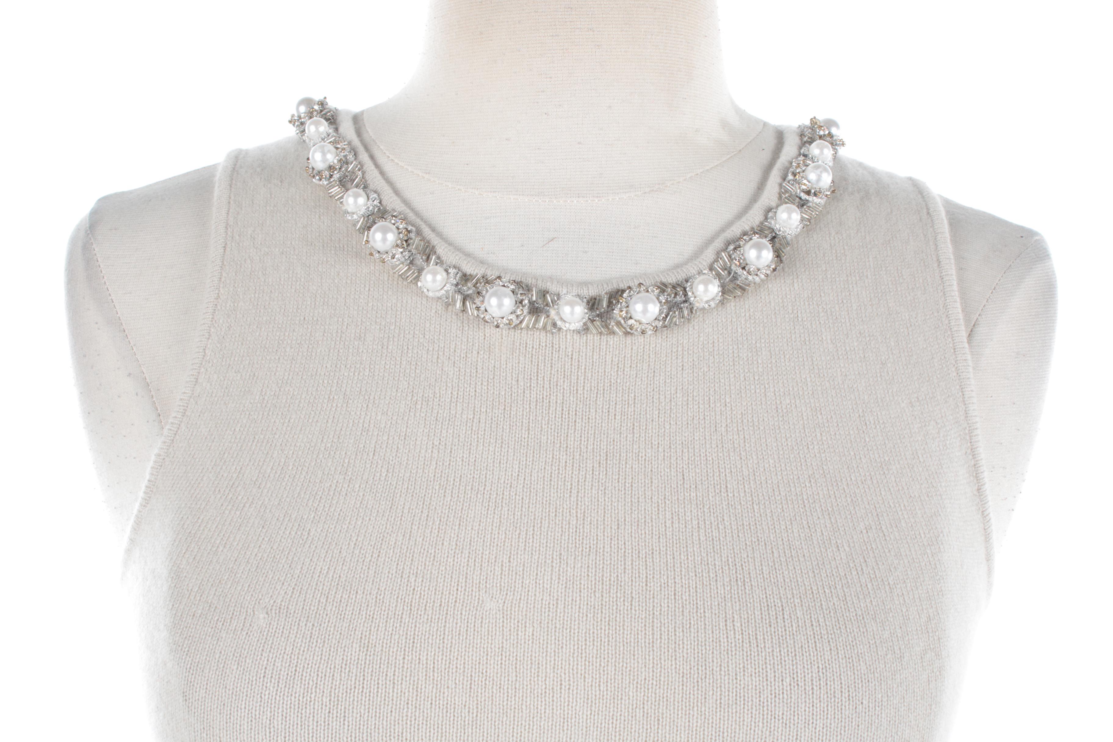 Pamela Dennis New York Rhinestone Collar Cashmere Top and A-line Skirt