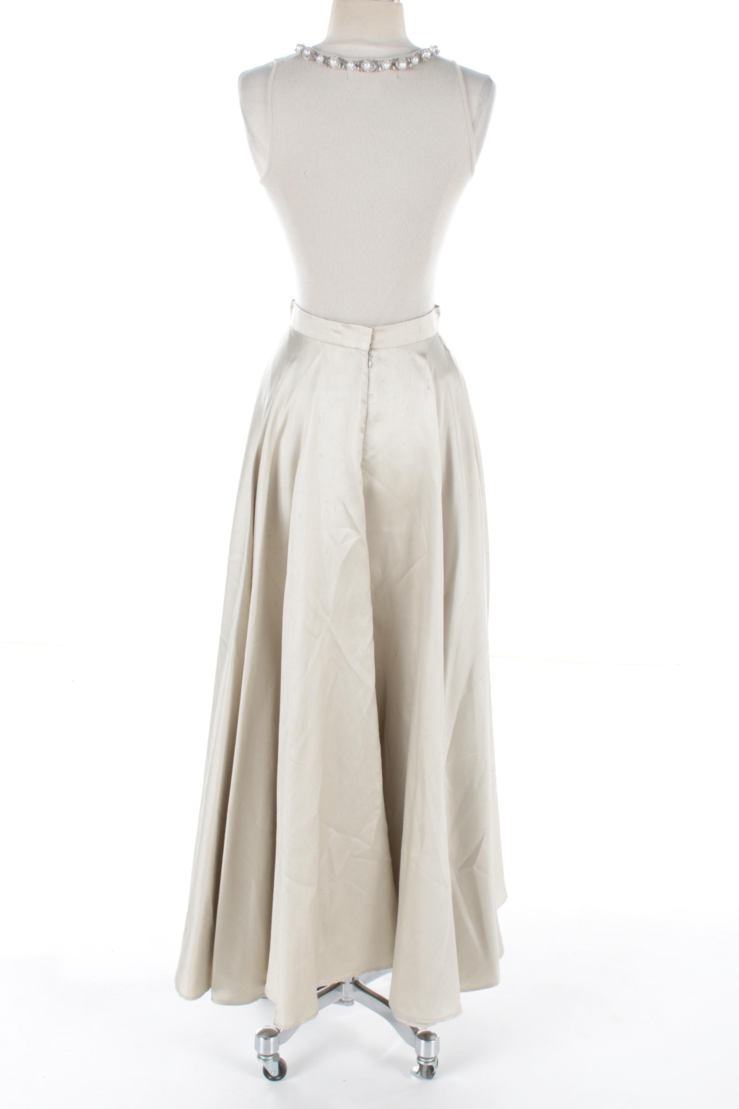 Pamela Dennis New York Rhinestone Collar Cashmere Top and A-line Skirt