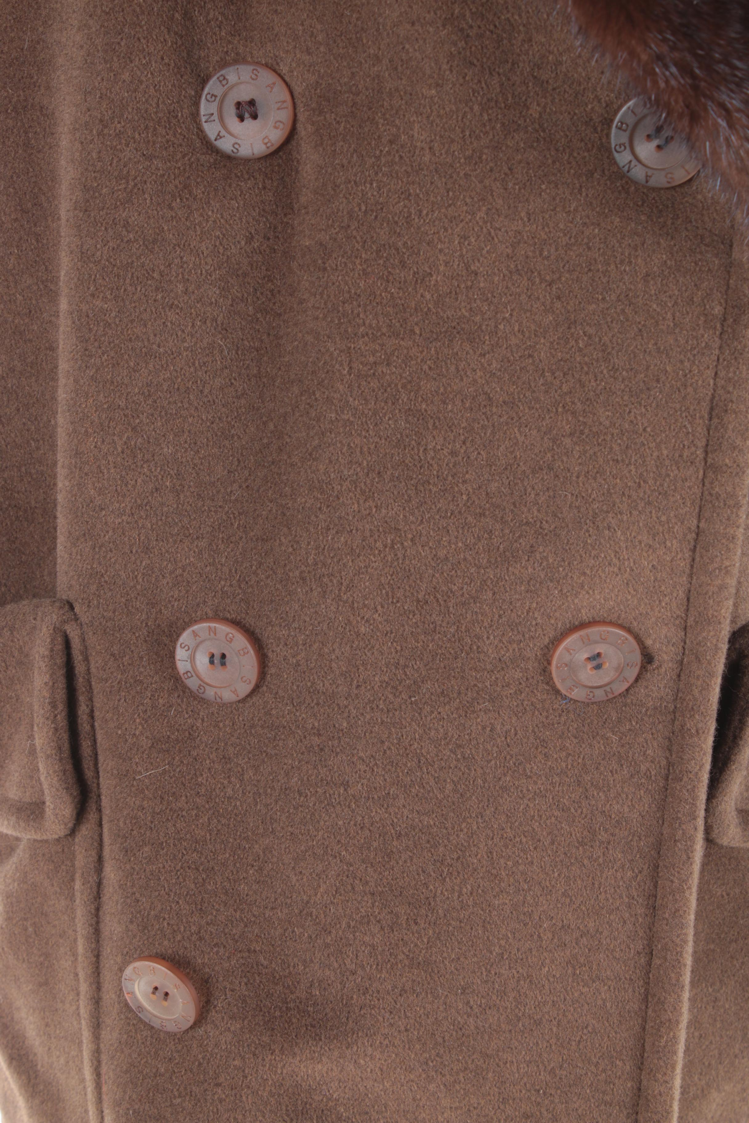 Bisang Couture Wool Coat with Mink Fur Trim
