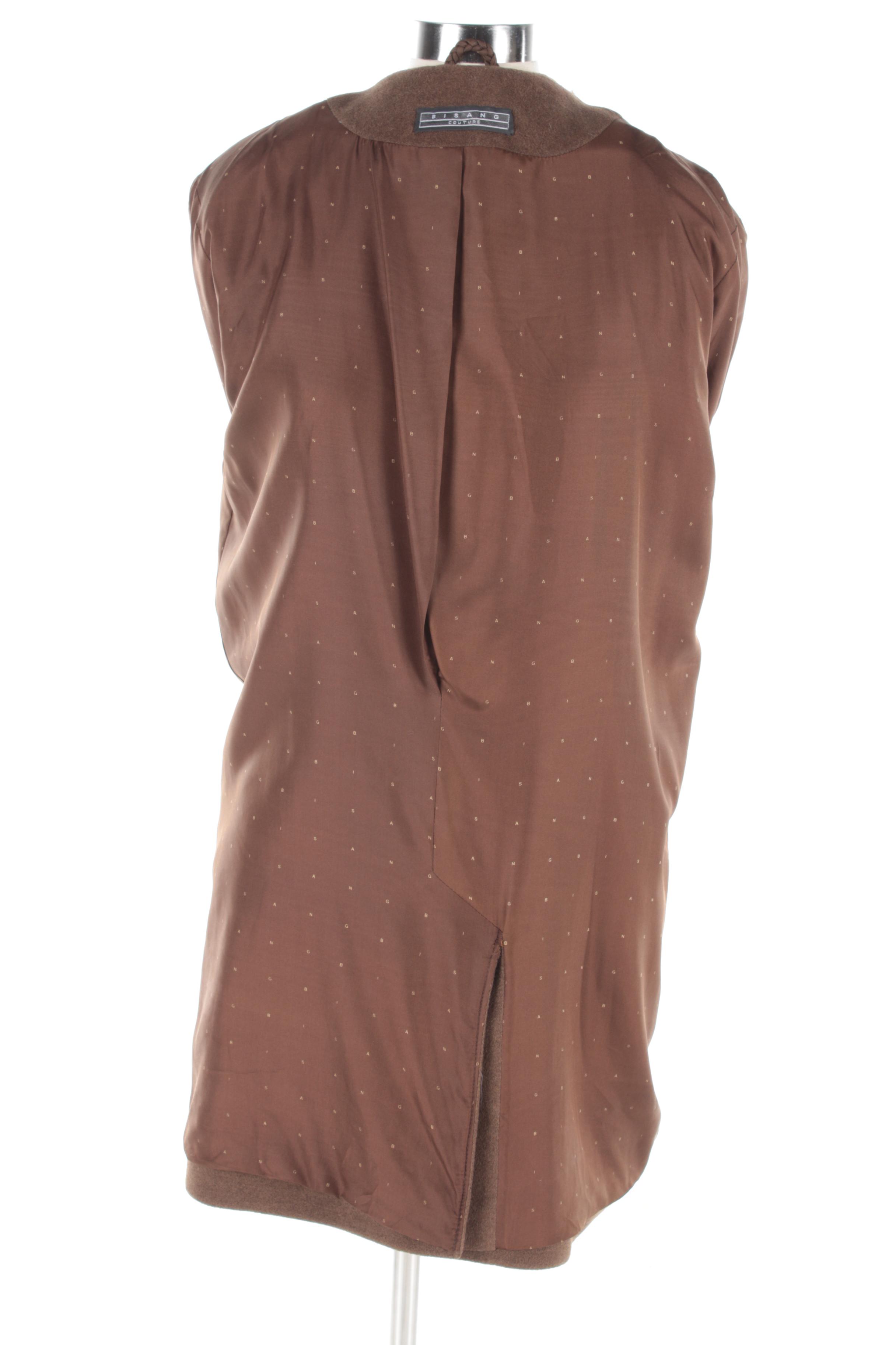 Bisang Couture Wool Coat with Mink Fur Trim