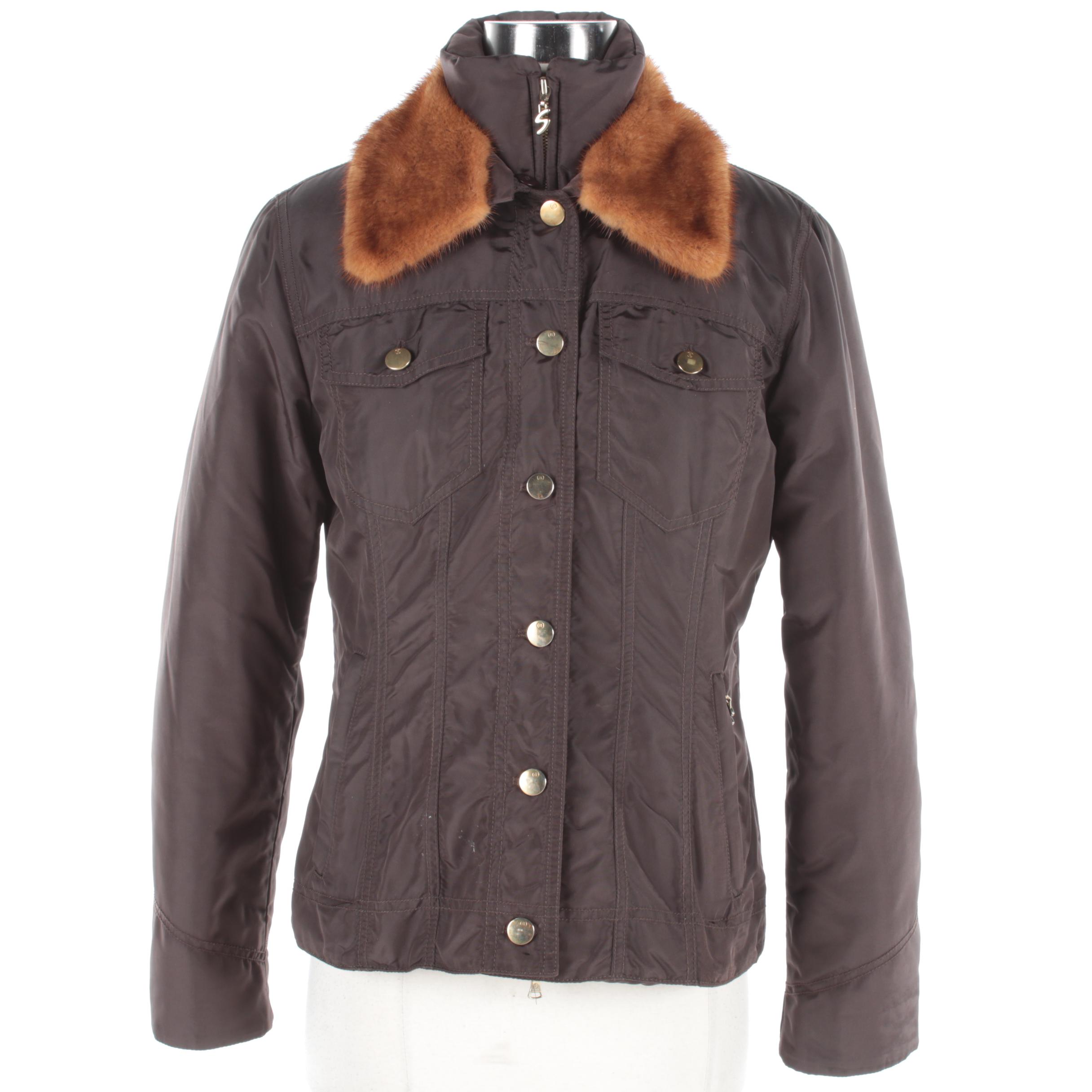 Sonia Bogner Ski Wear Nylon Jacket with Mink Fur Collar