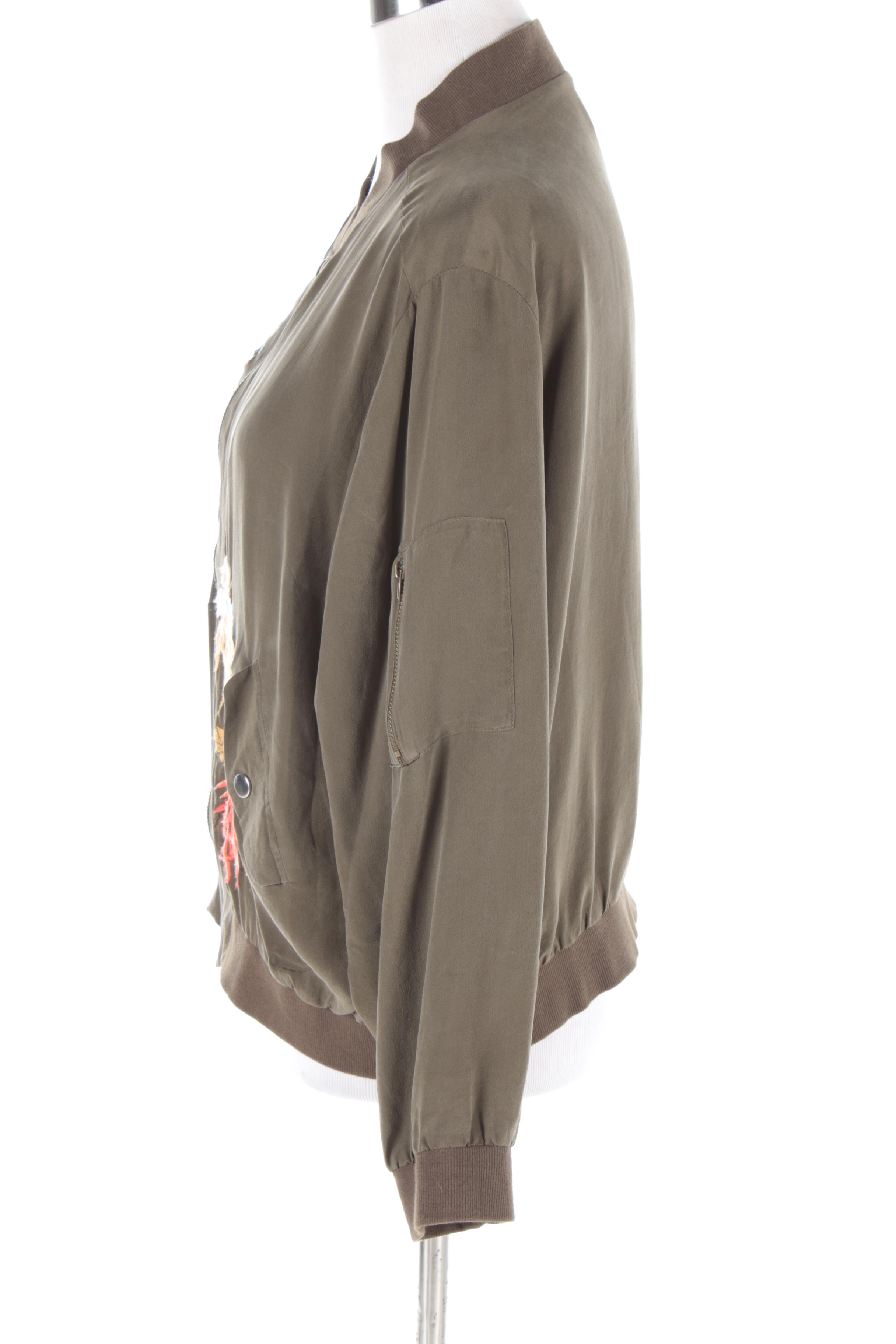 Women's Embroidered Zip-Up Jacket and Black Cashmere Open Front Cardigan