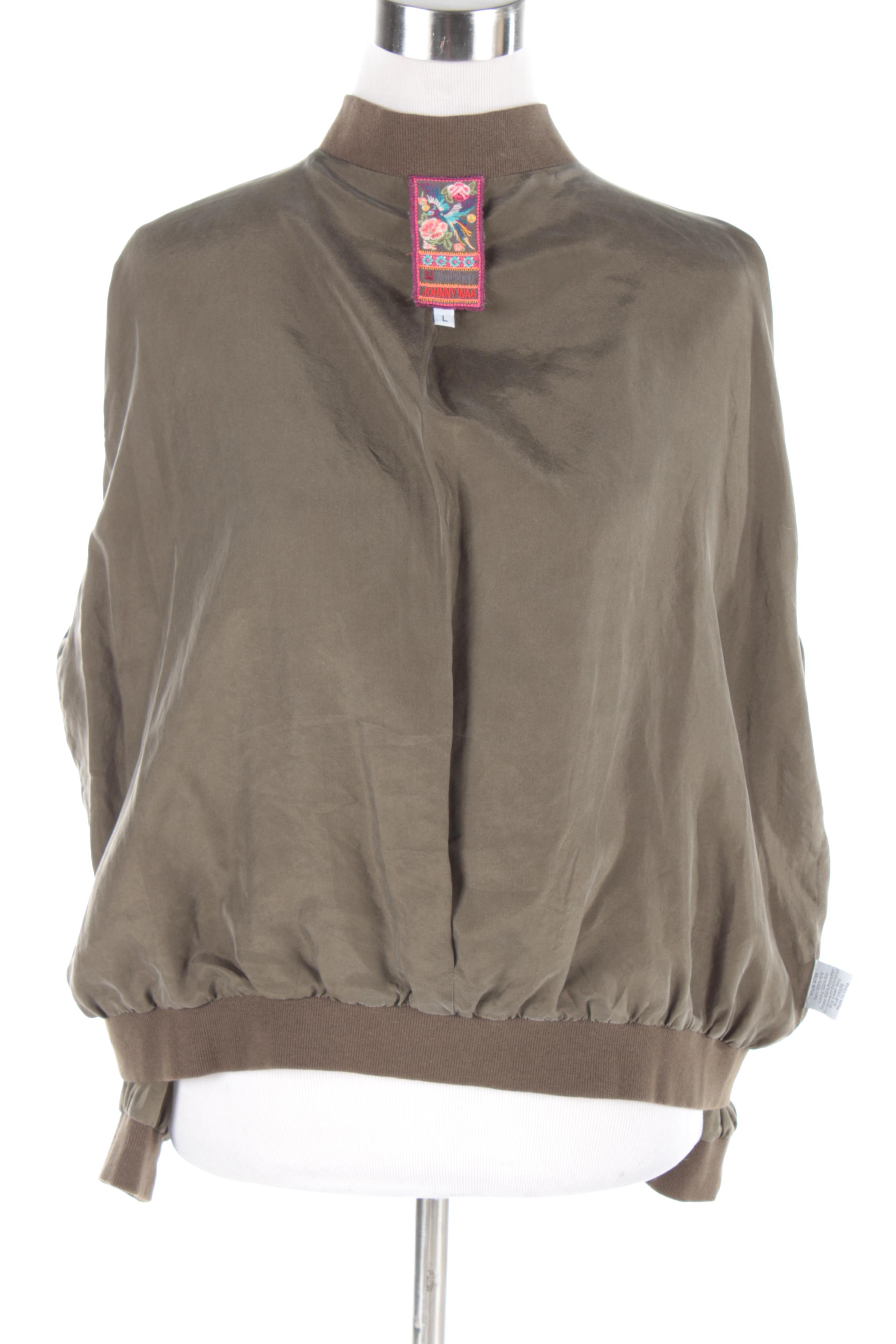 Women's Embroidered Zip-Up Jacket and Black Cashmere Open Front Cardigan