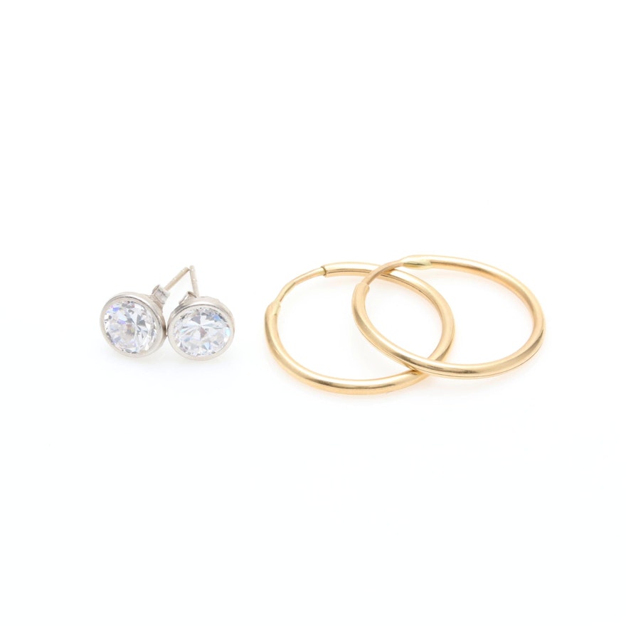14K Yellow and White Gold Earrings