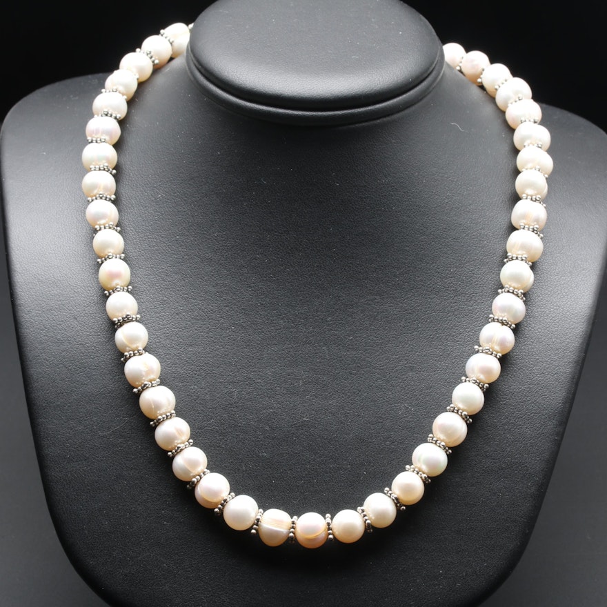 Sterling Silver and Cultured Pearl Necklace