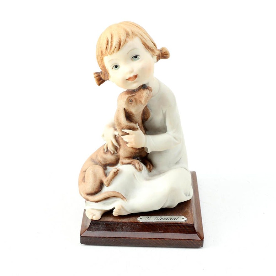 Georgio Armani Figurine of a Little Girl Sitting With Her Dog