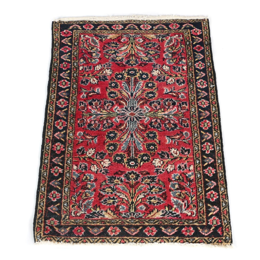 Vintage Hand-Knotted Persian Sarouk Accent Rug