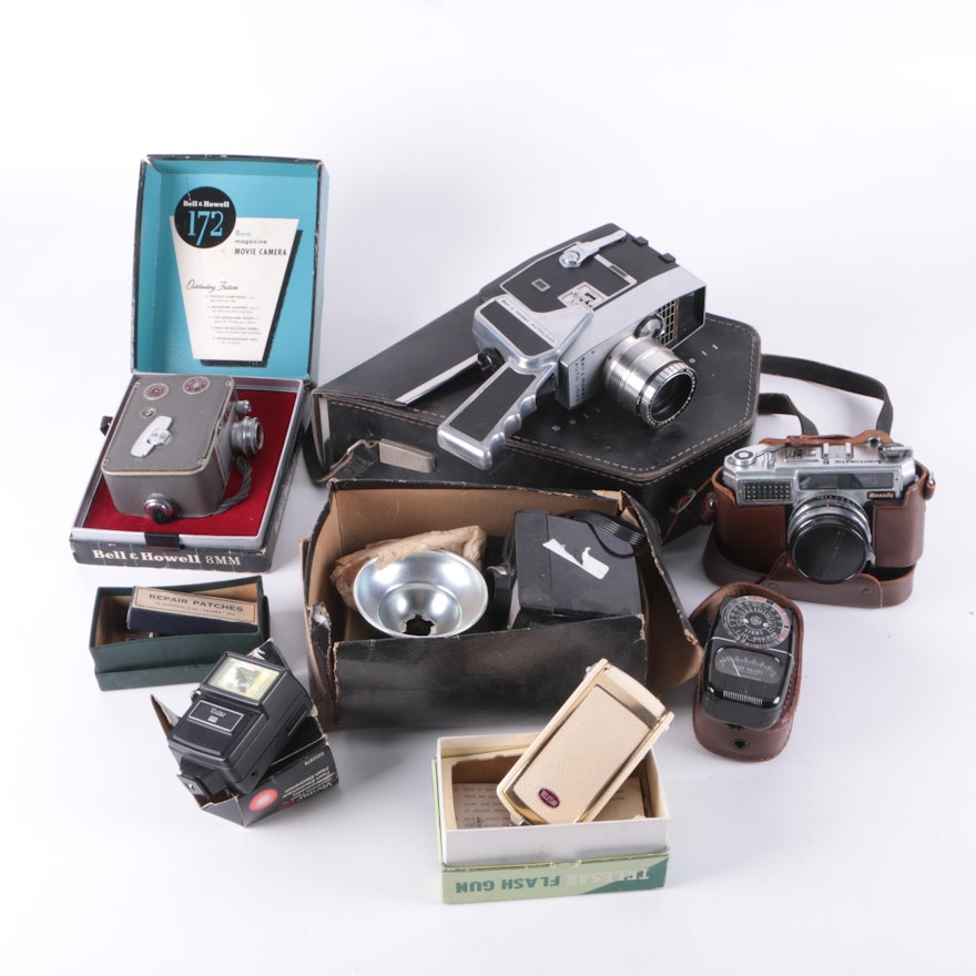 Vintage Cameras and Accessories Featuring Bell & Howell