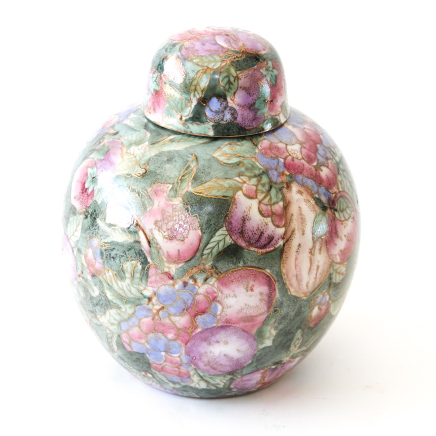 Hand Painted Floral Ginger Jar