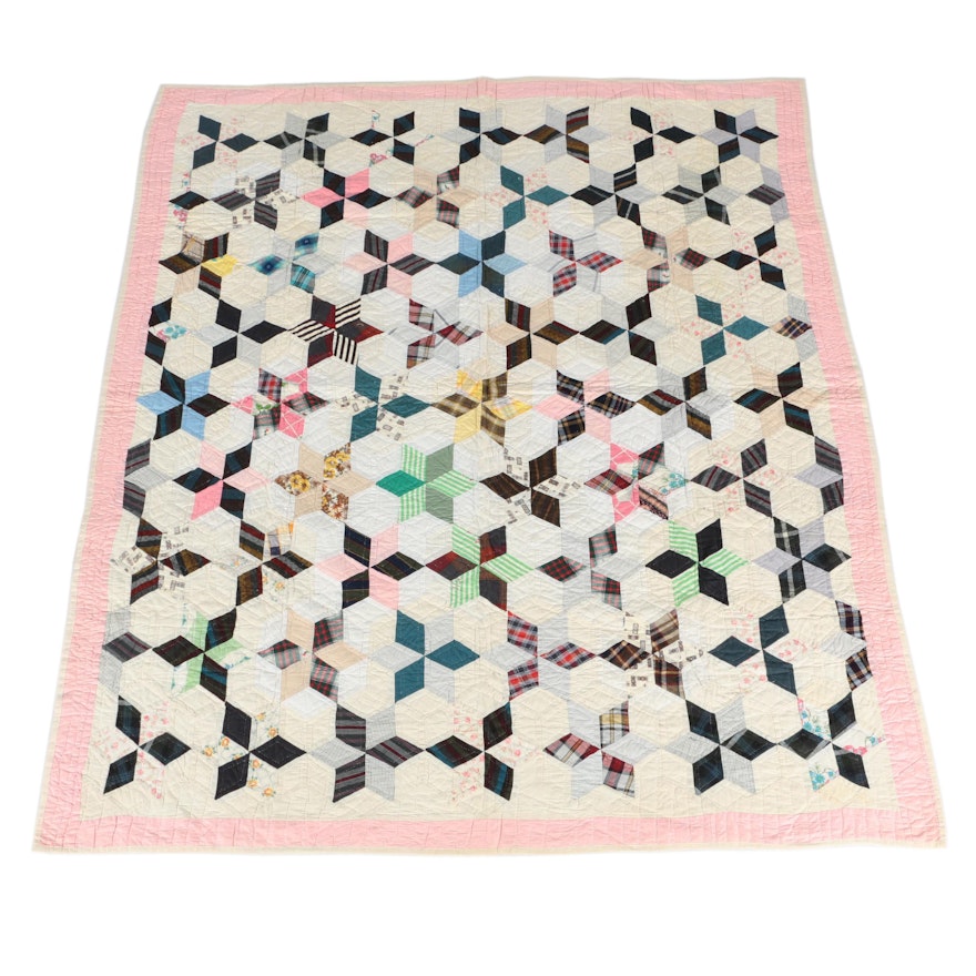 Vintage Handcrafted "Six Pointed Star" Quilt