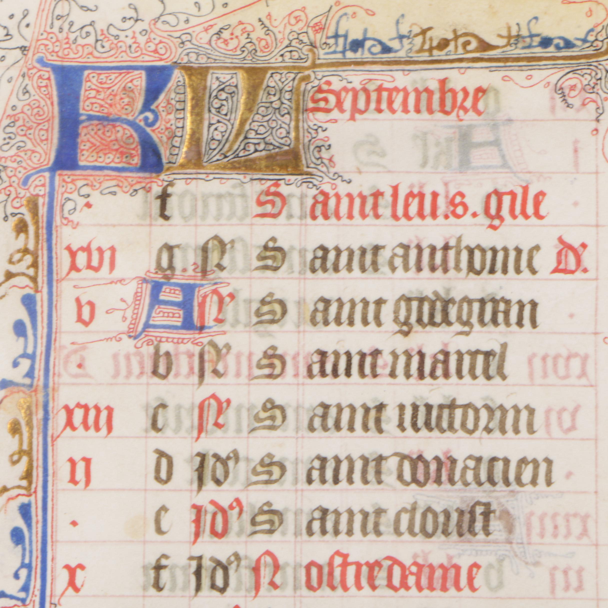 Circa 15th Century Calendar Pages from Illuminated Manuscripts