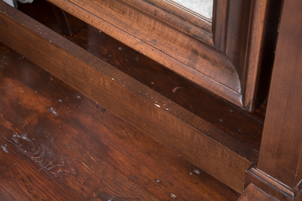 Antique Cheval Mirror with Brass Candlestick Holders