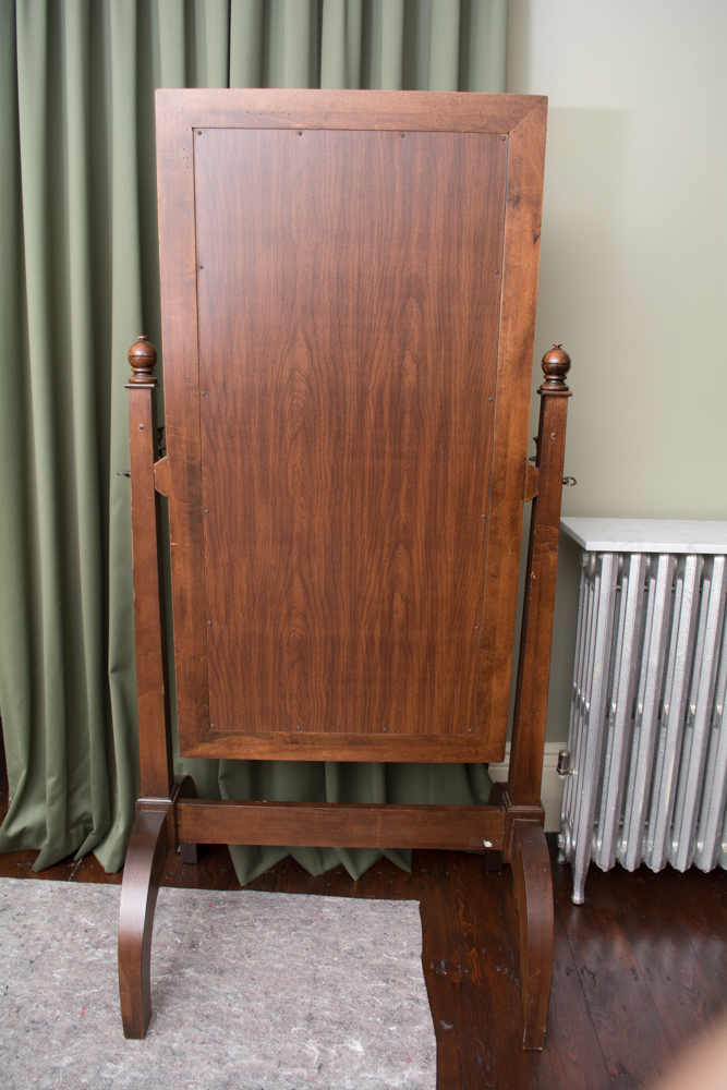Antique Cheval Mirror with Brass Candlestick Holders