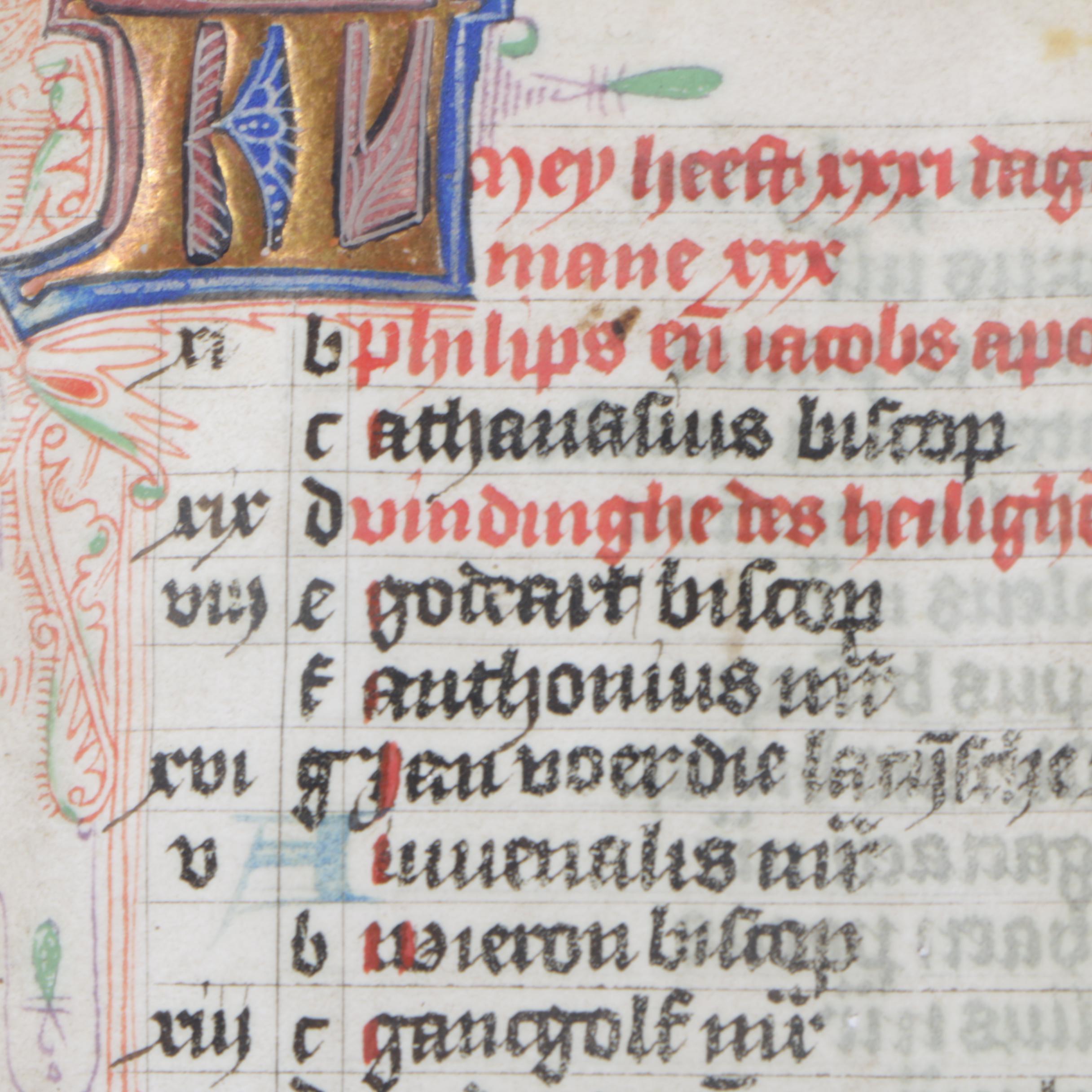 Circa 15th Century Calendar Pages from Illuminated Manuscripts