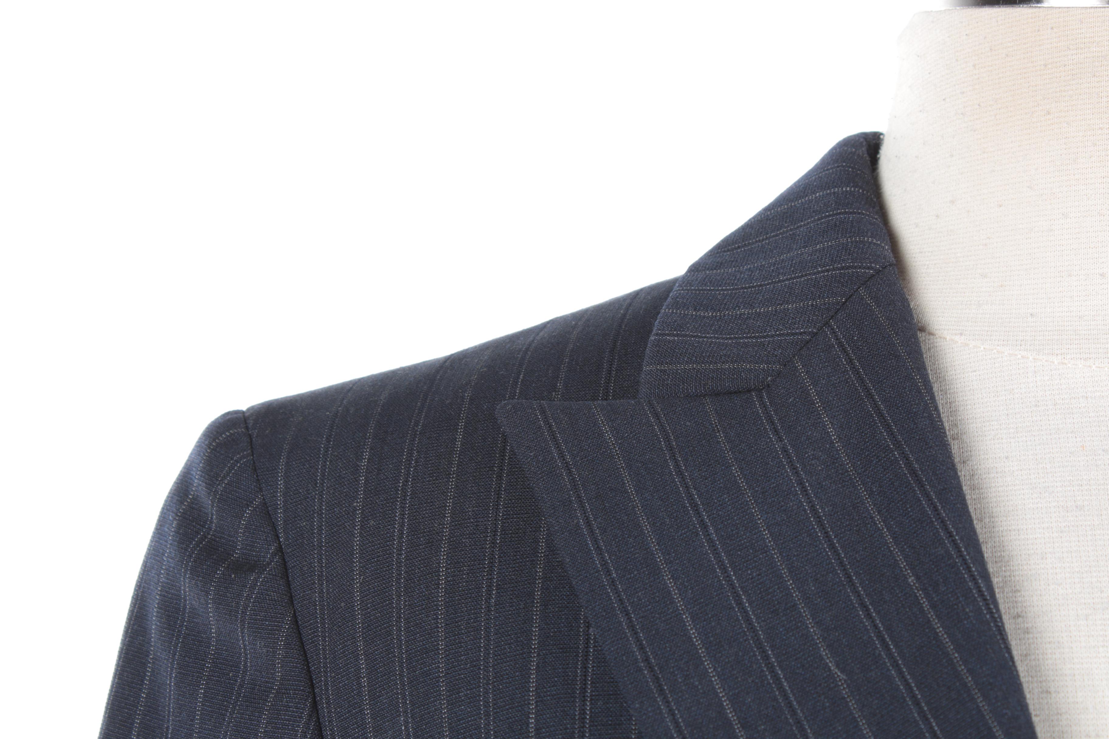 Women's Max Mara Navy Pinstripe Wool Pant Suit