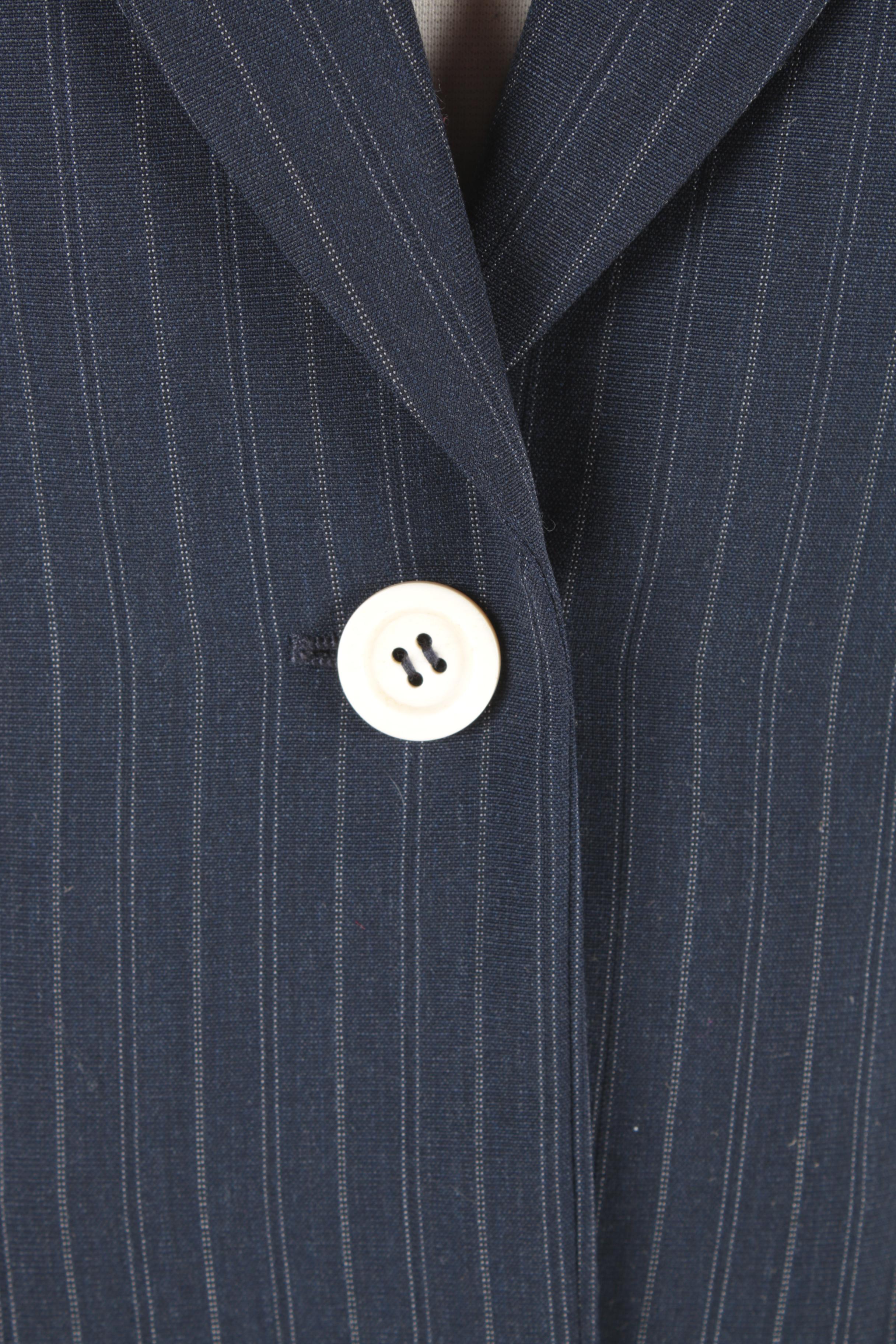 Women's Max Mara Navy Pinstripe Wool Pant Suit