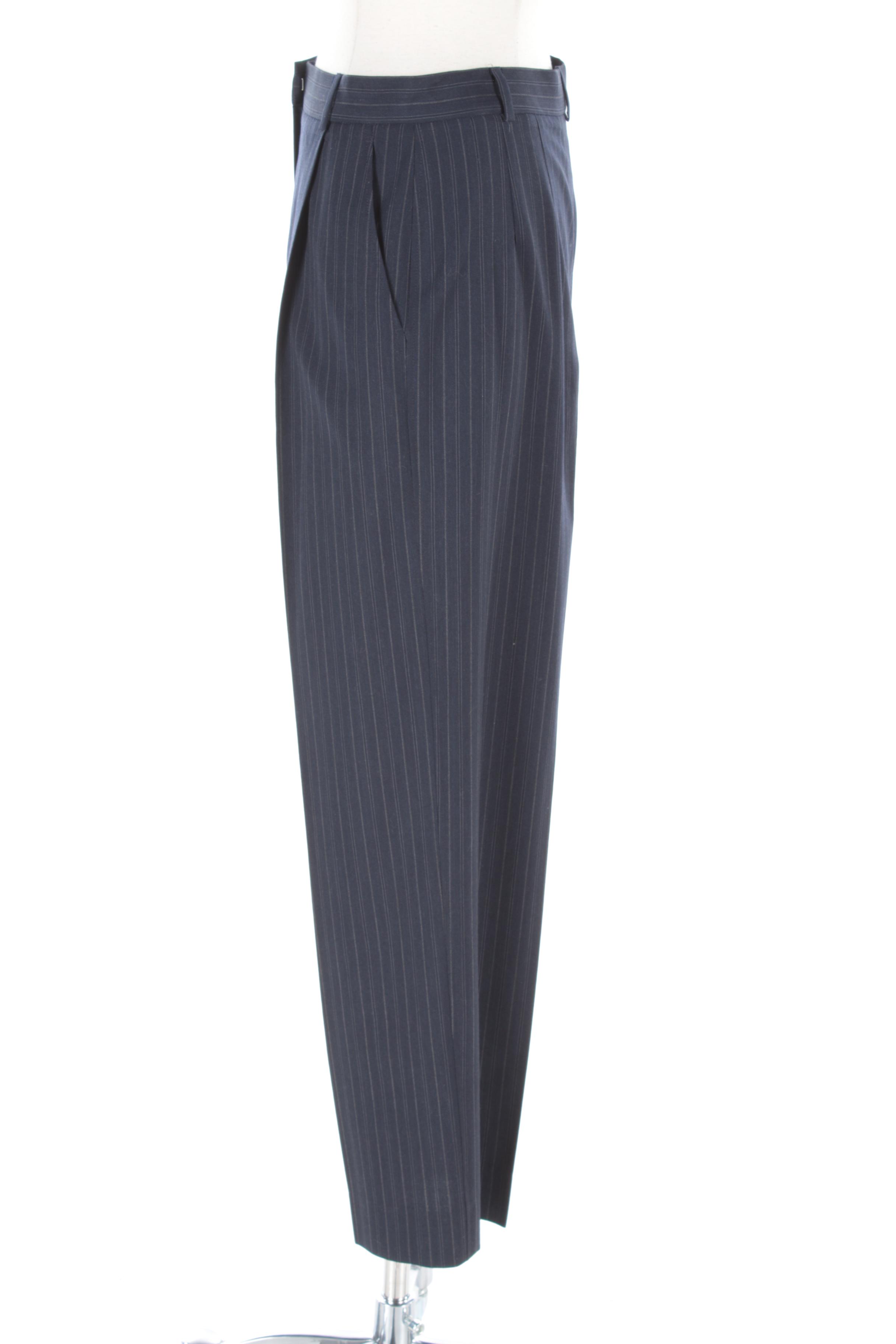 Women's Max Mara Navy Pinstripe Wool Pant Suit