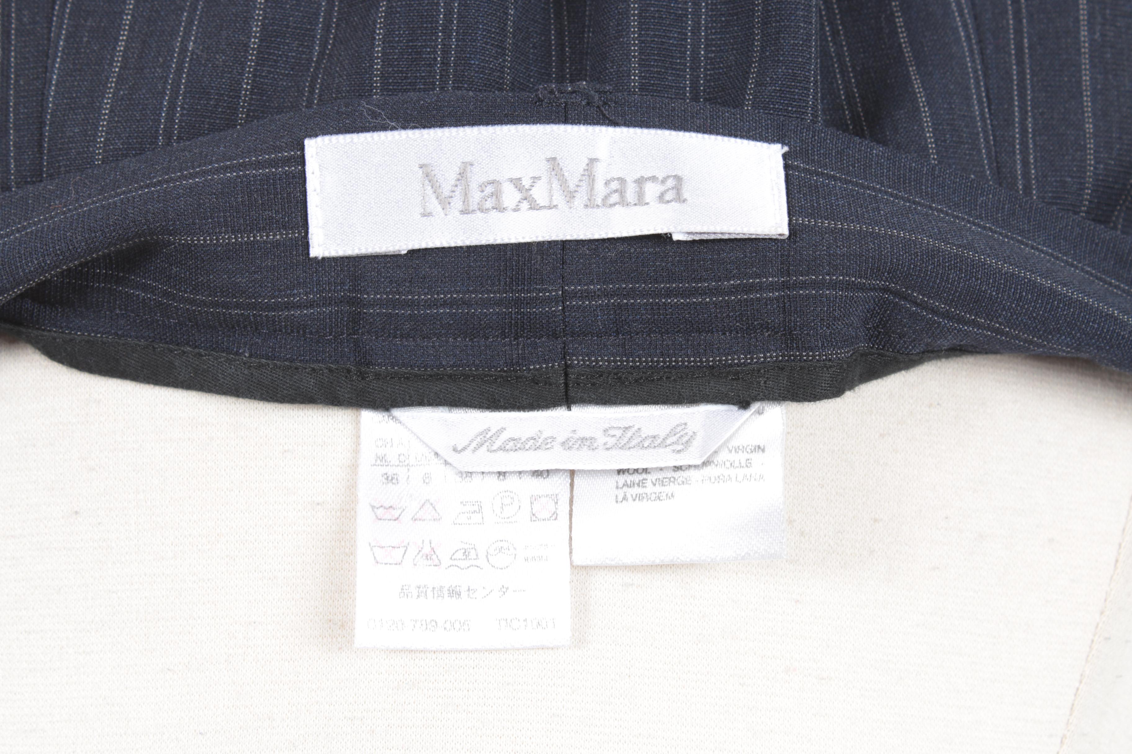 Women's Max Mara Navy Pinstripe Wool Pant Suit
