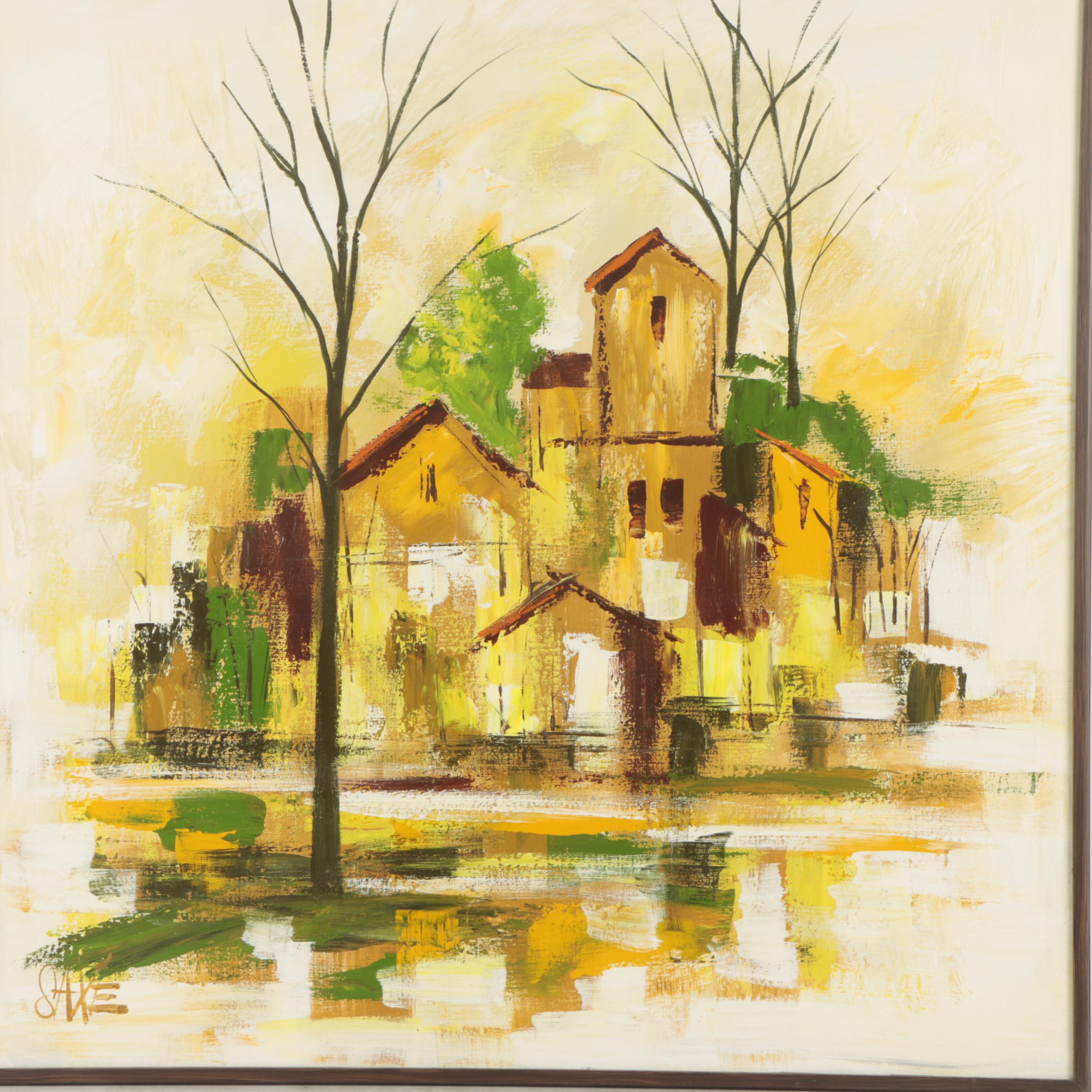 Saxe Oil Painting of Village