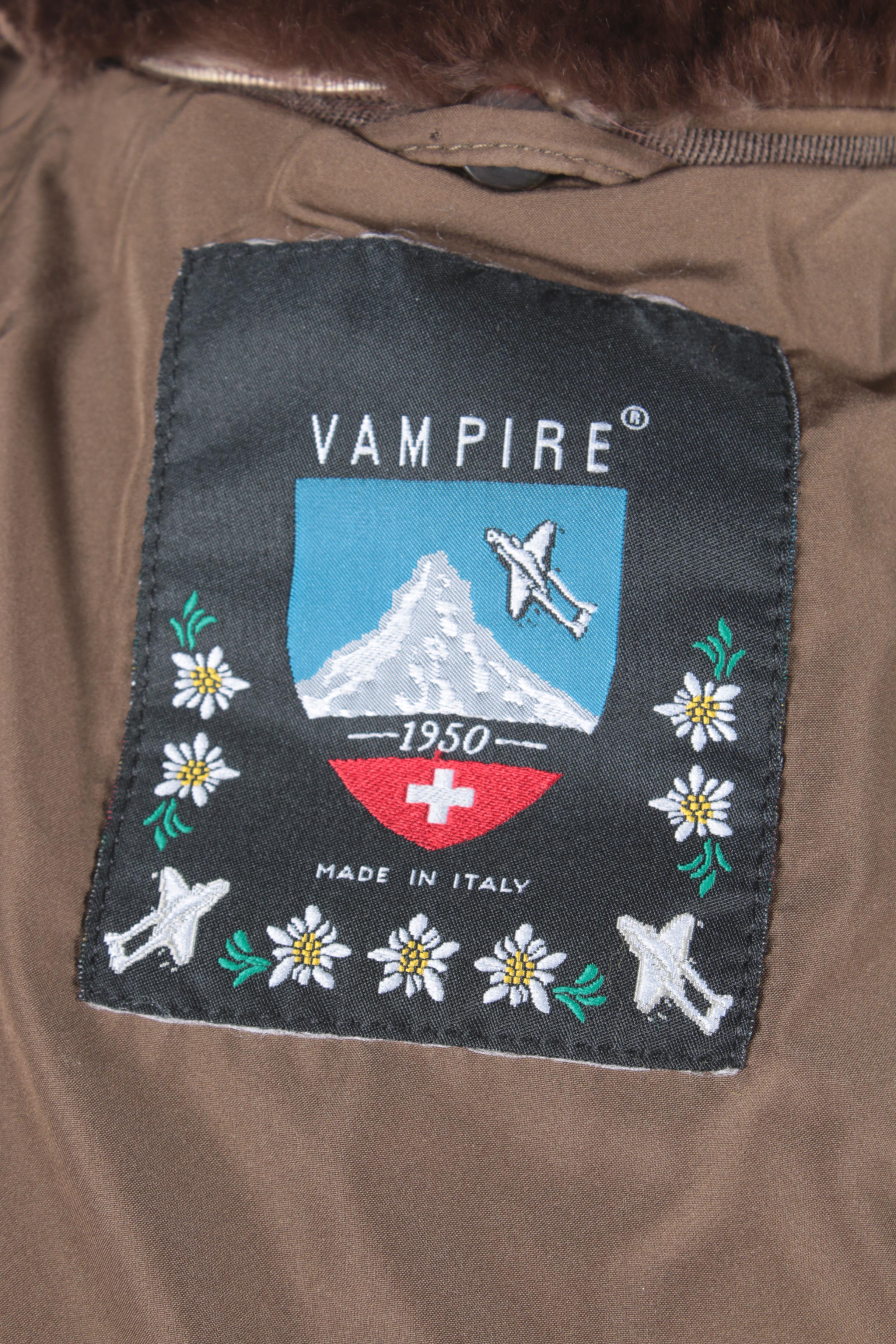 Vintage Vampire 1950 by Authier Italian Ski Wear with Sheared Beaver Fur Collar