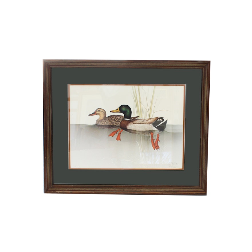 Limited Edition Larry Martin Signed Offset Lithograph Of Mallards