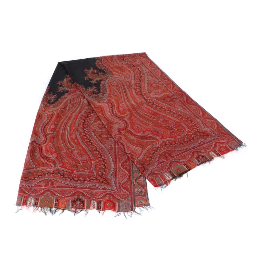 Antique Paisley Woven Wool Shawl