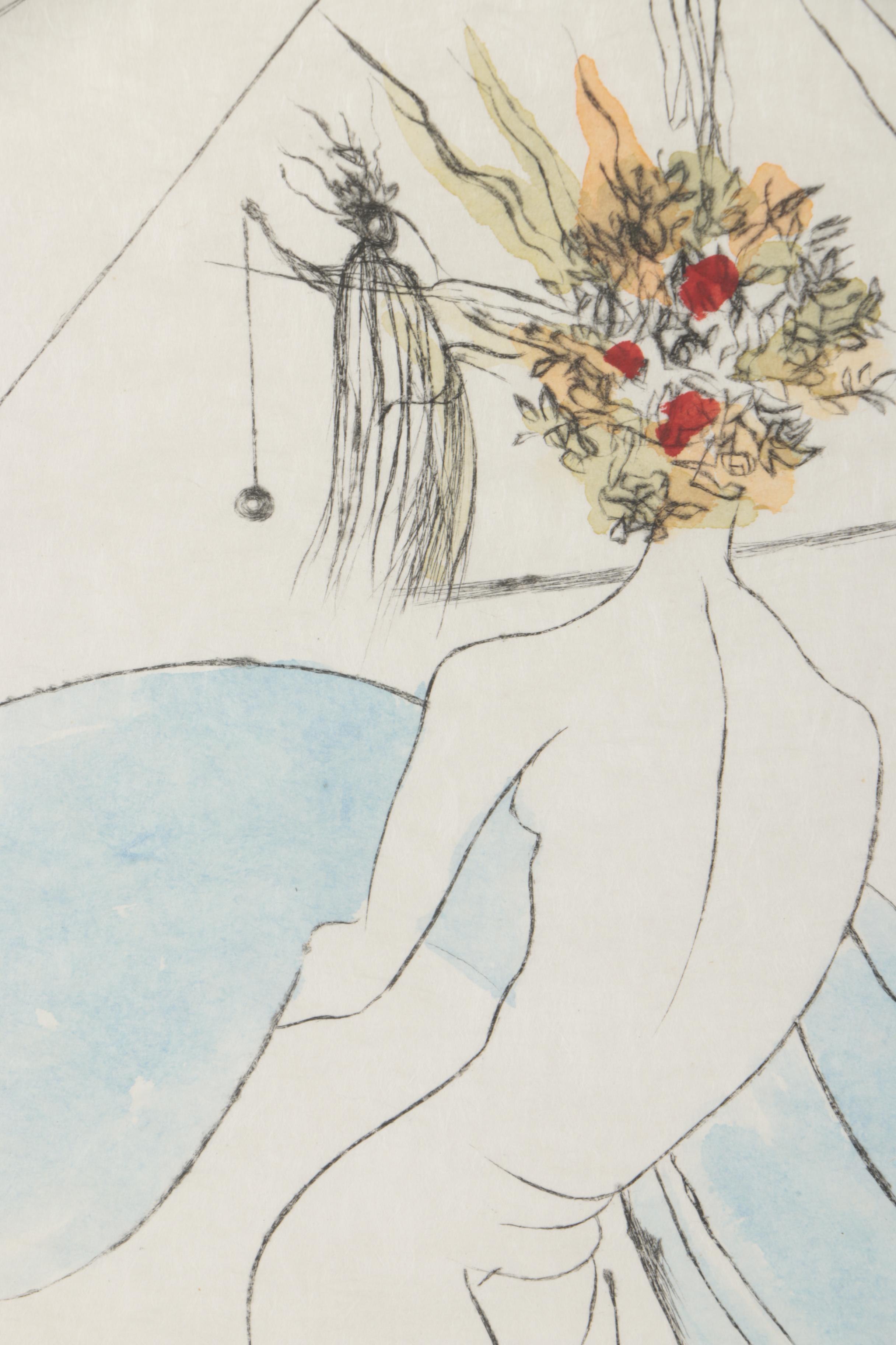 Salvador Dalí Etching "Flower-Women at the Piano"
