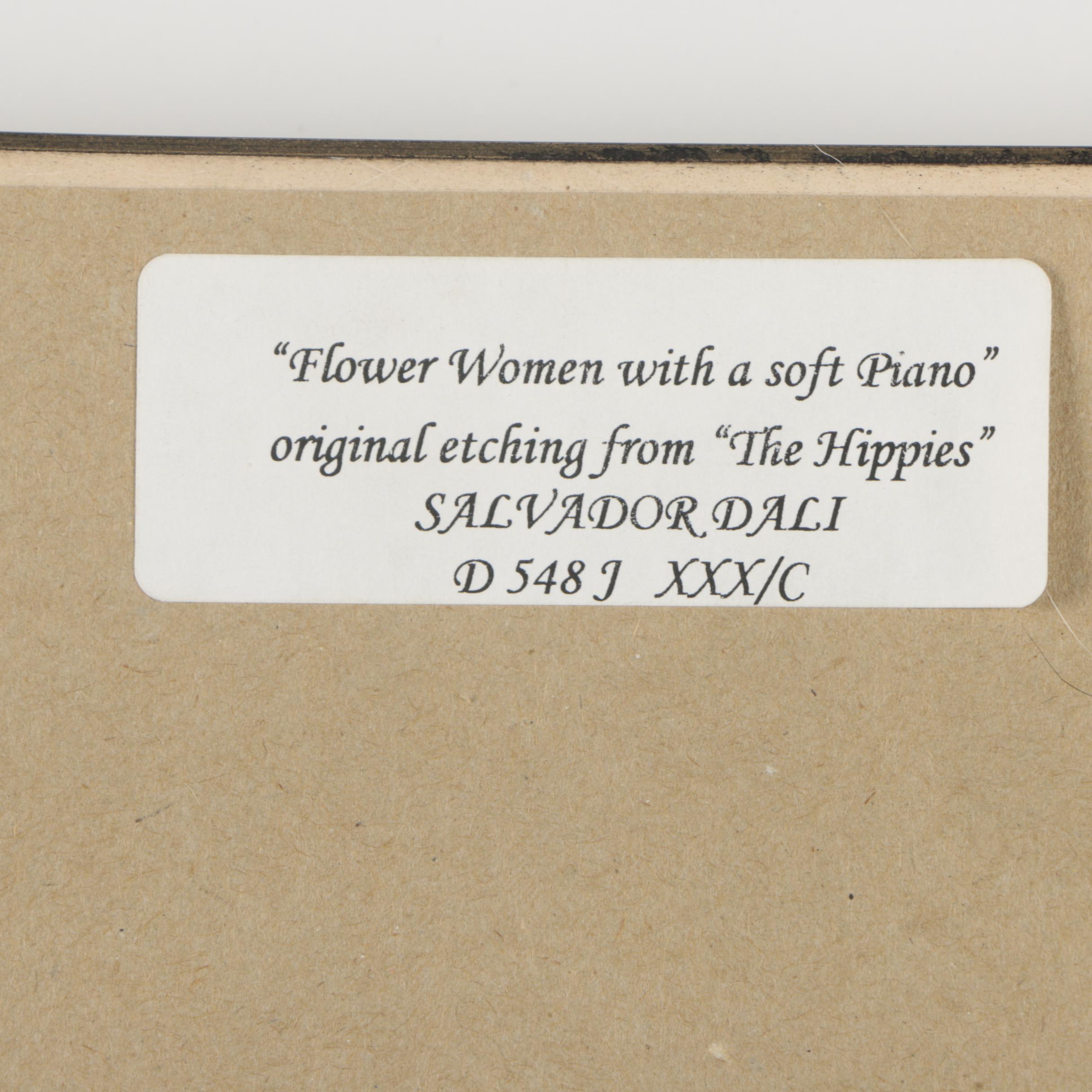 Salvador Dalí Etching "Flower-Women at the Piano"