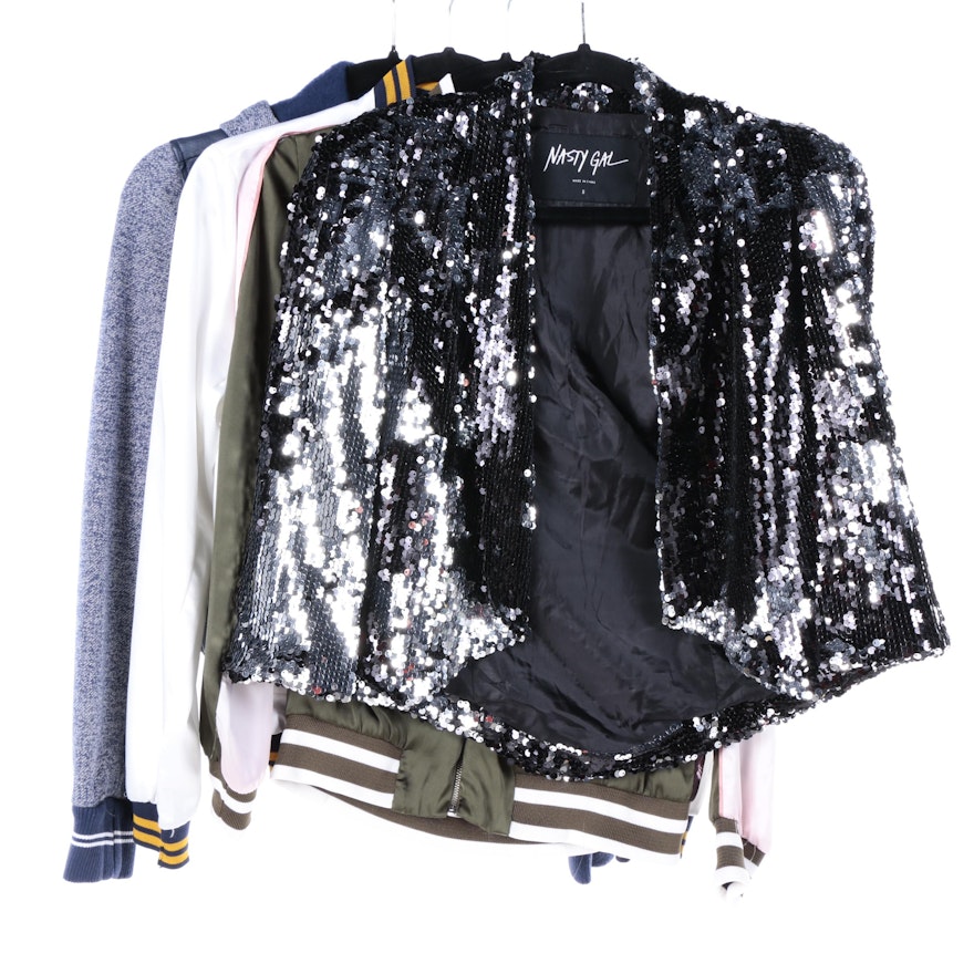 Women's Casual and Sequined Jackets Including Nasty Gal and LA Hearts