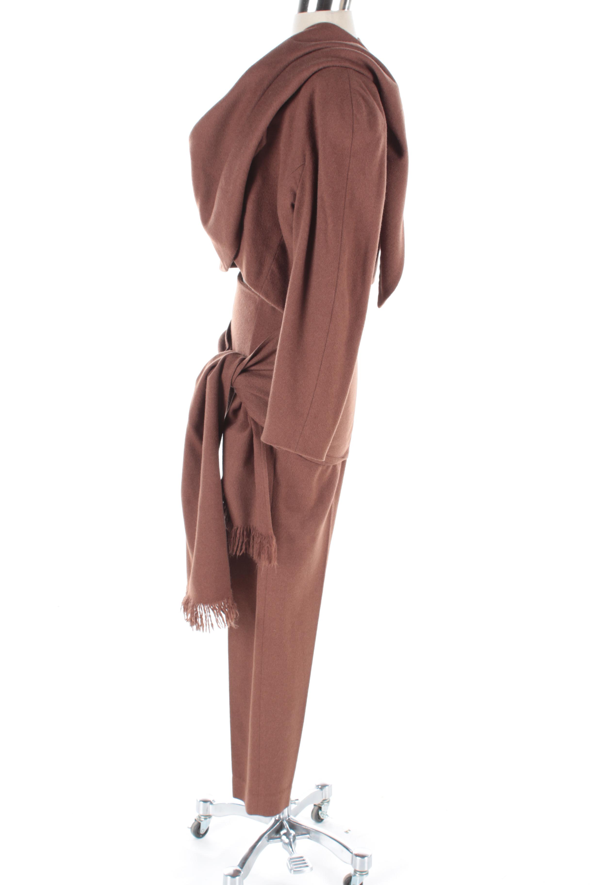 Women's Bill Kaiserman Brown Avant Garde Pantsuit, Made in Italy