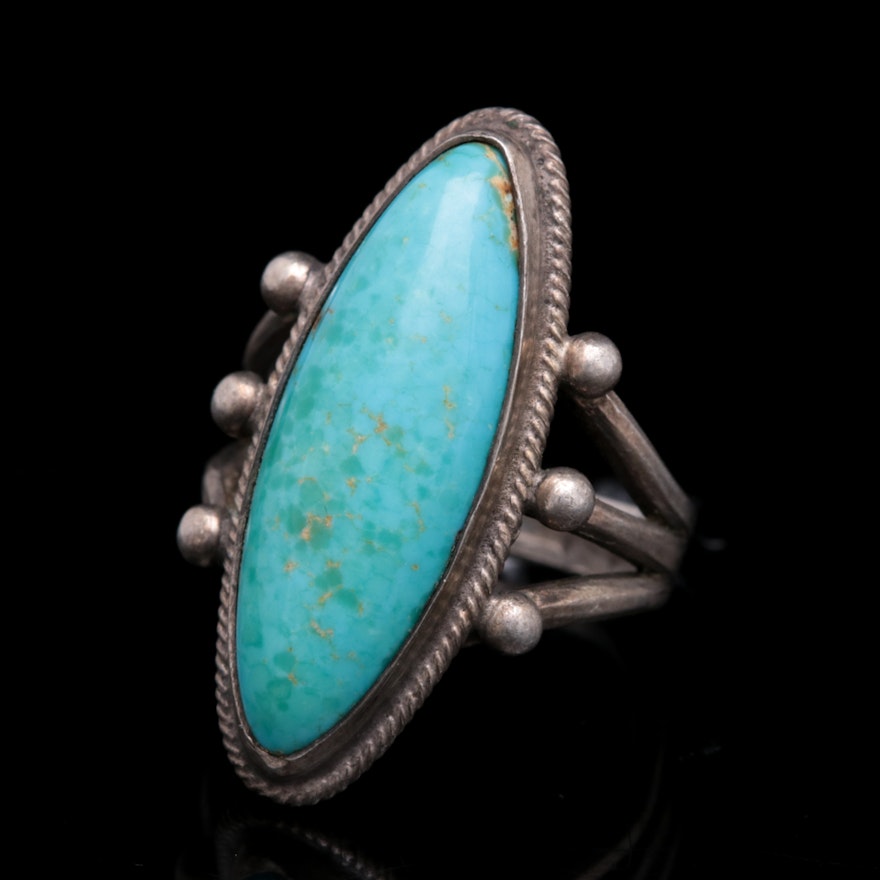 Sterling Silver and Turquoise Cabochon Ring