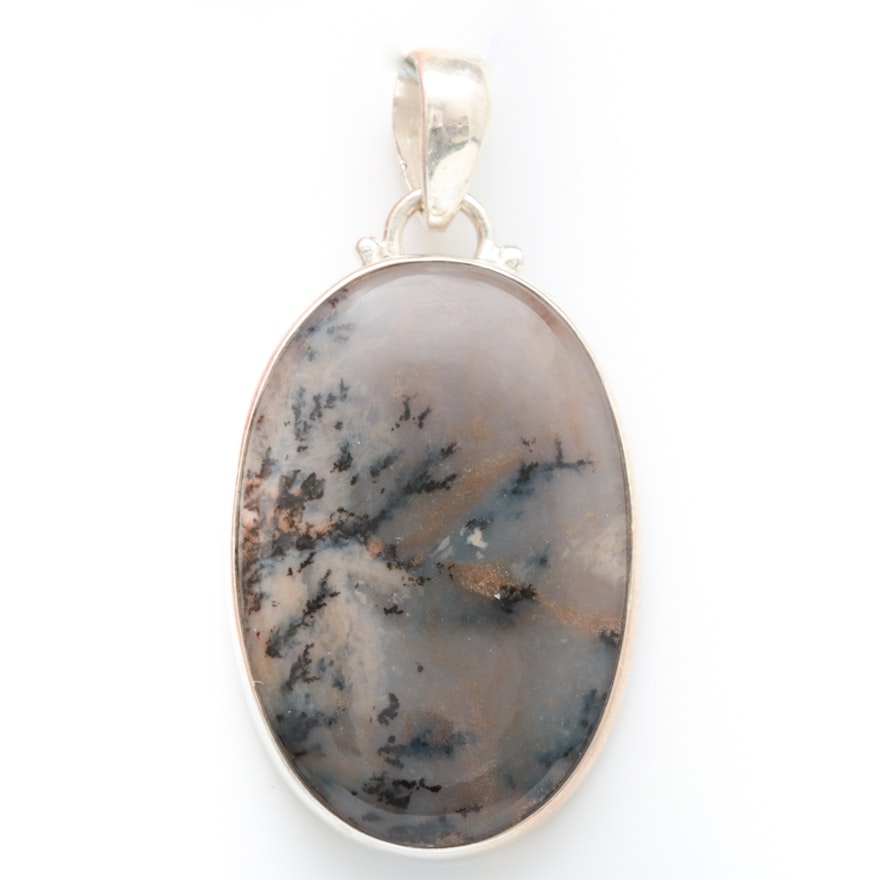 Sterling Silver and Moss Agate Pendant