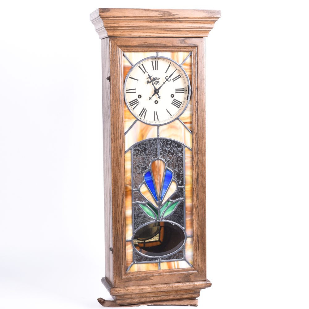 San Francisco Clock Company Stained Glass Wall Clock