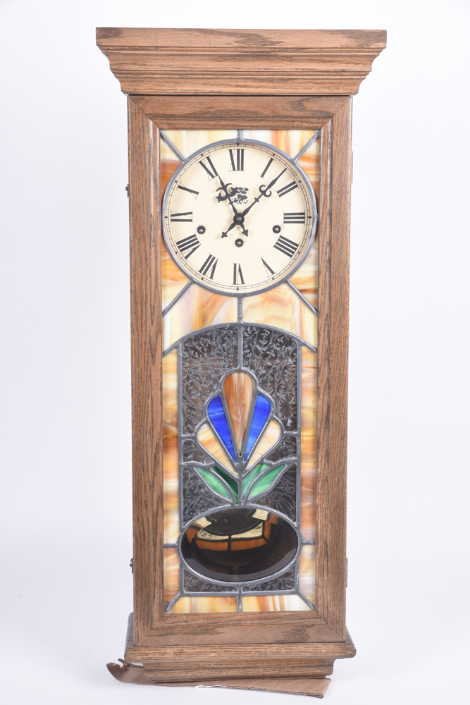 San Francisco Clock Company Stained Glass Wall Clock