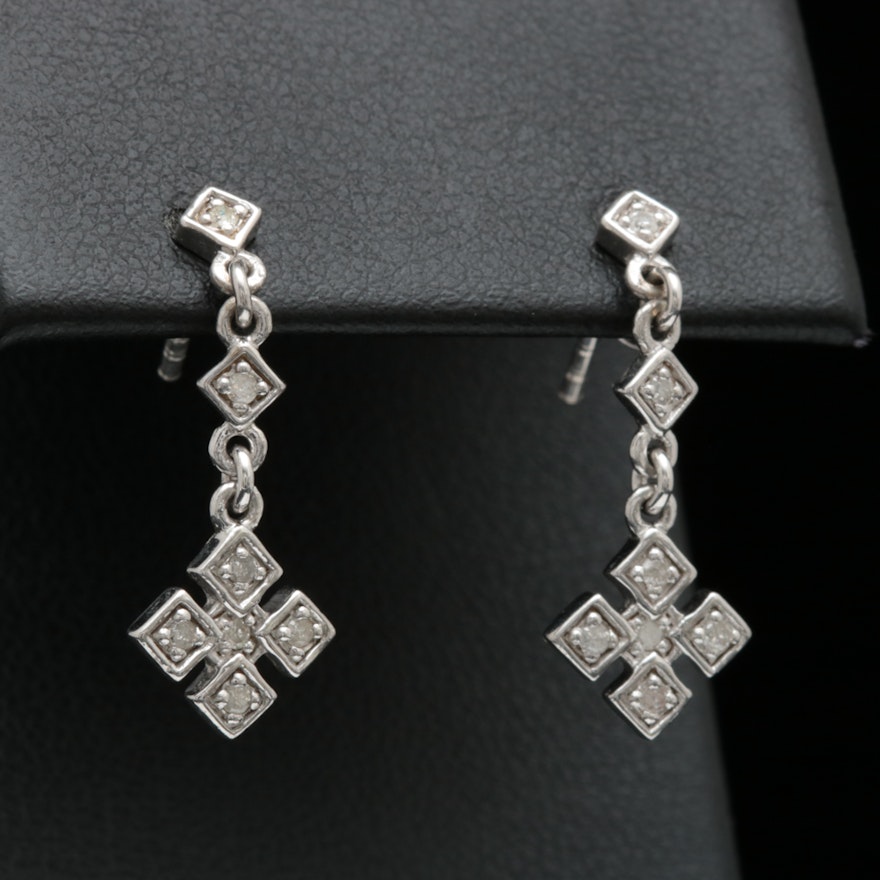 Sterling Silver and Diamond Dangle Earrings