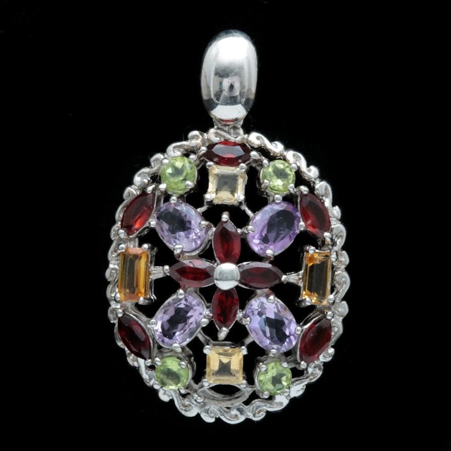 Sterling Silver and Multi-Gemstone Pendant