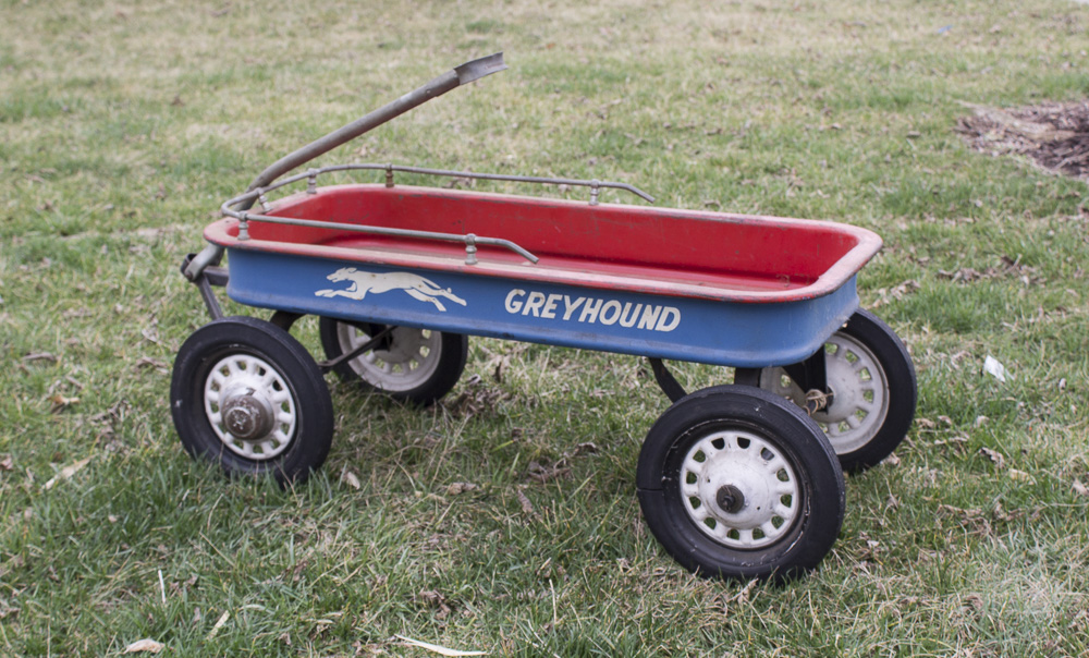 Vintage Toy Metal Greyhound Wagon