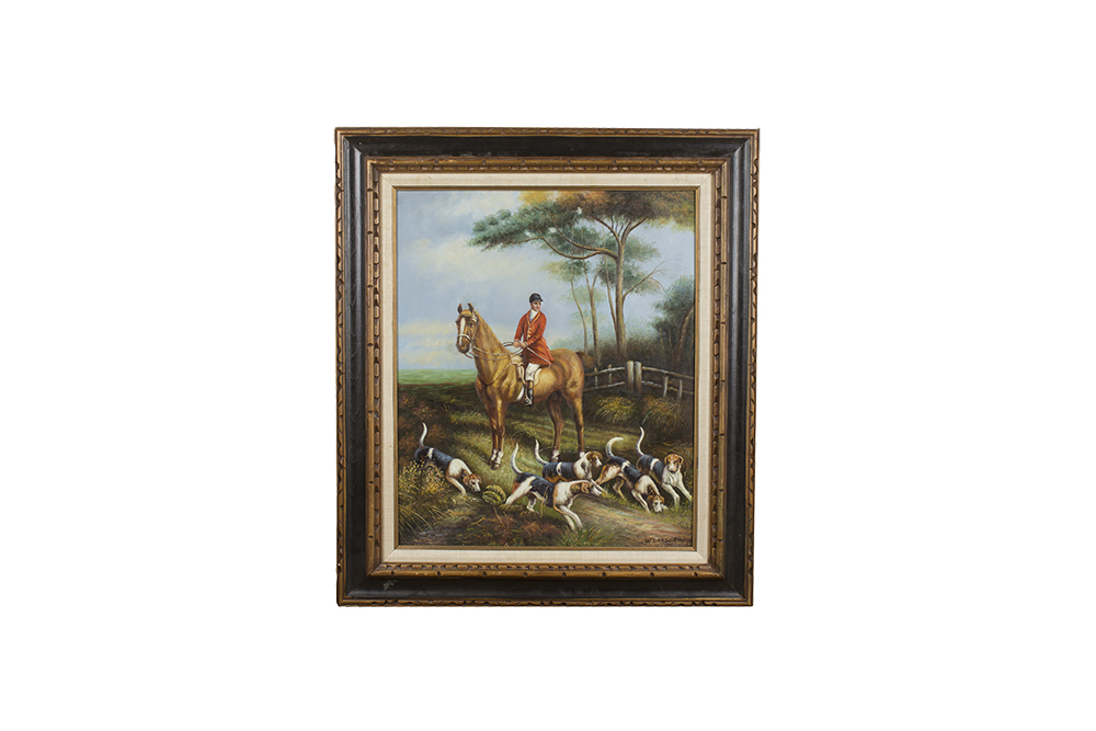 W. Larson Oil Painting Hunting Scene