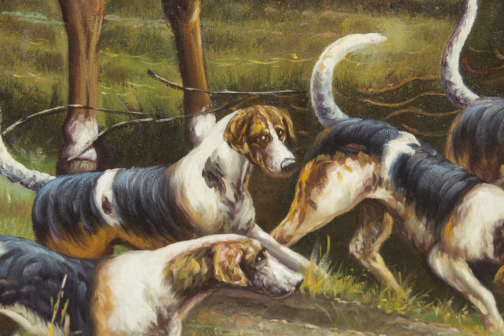 W. Larson Oil Painting Hunting Scene