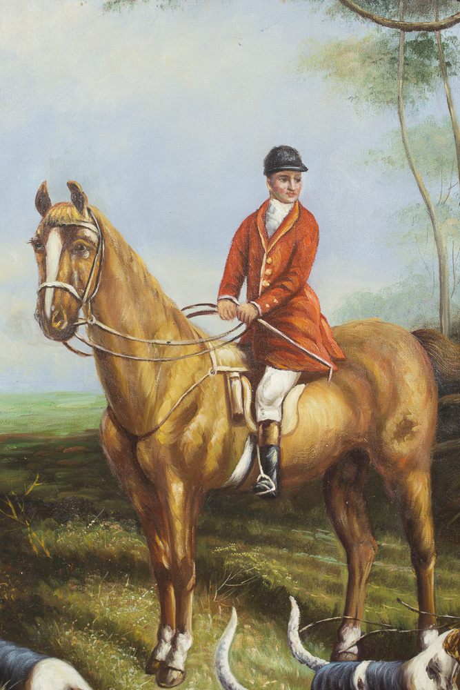 W. Larson Oil Painting Hunting Scene