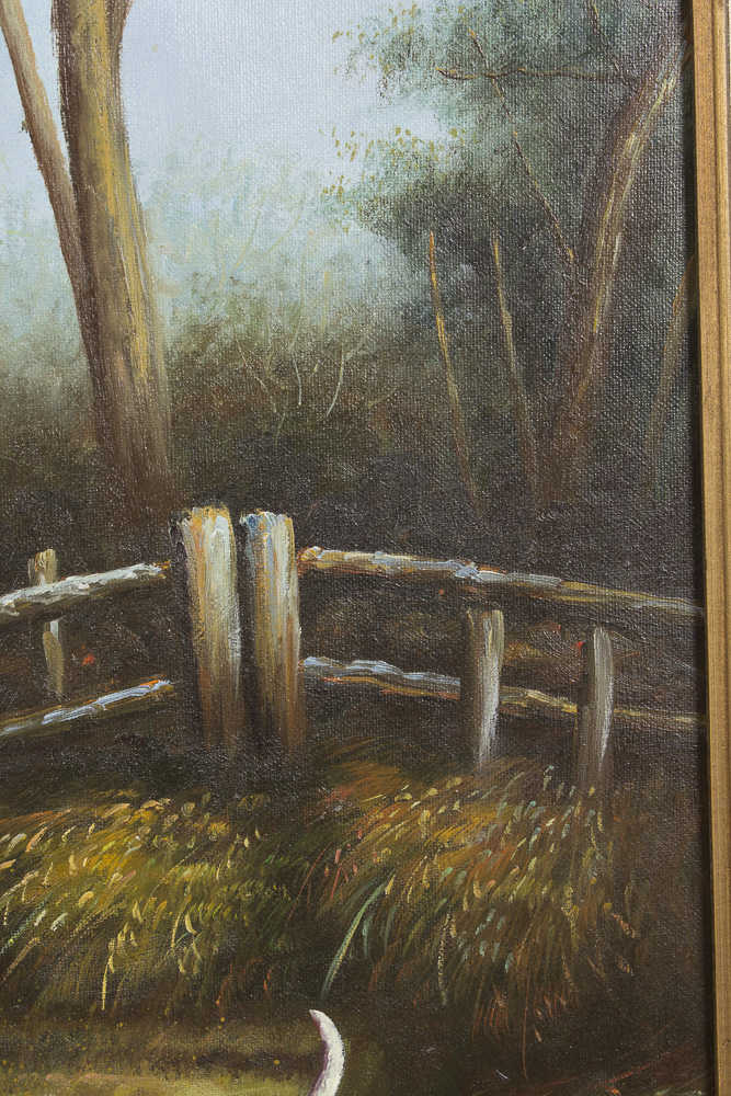 W. Larson Oil Painting Hunting Scene