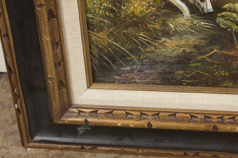 W. Larson Oil Painting Hunting Scene