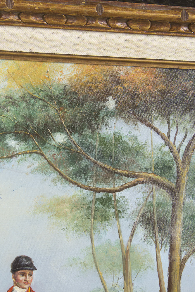 W. Larson Oil Painting Hunting Scene